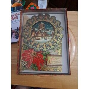 Punch STUDIO Victorian  Christmas Cards 16 Church Wreath Children Floral Gift